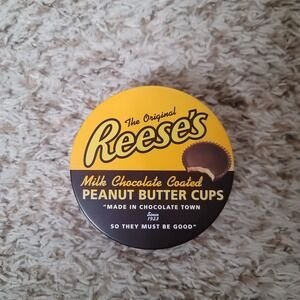 Reese's Peanut Butter Cups Decorative Metal Tin Unisex Small Yellow Brown Round
